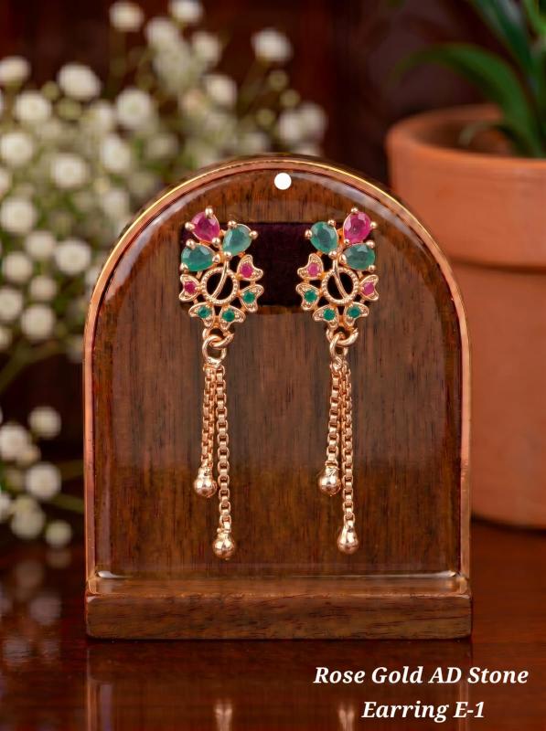 Rose gold ad Stone Earring E 1 Costume jewelry suppliers India